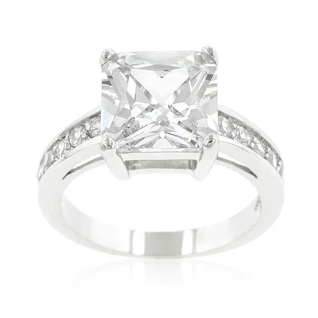 Classic Princess Cut Raised Pave Engagement Ring - Charming Charlie