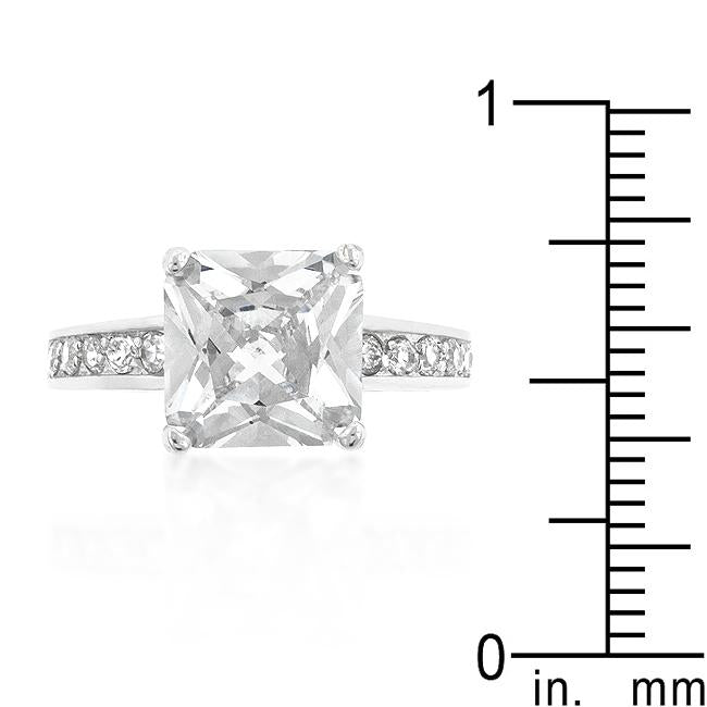 Classic Princess Cut Raised Pave Engagement Ring - Charming Charlie