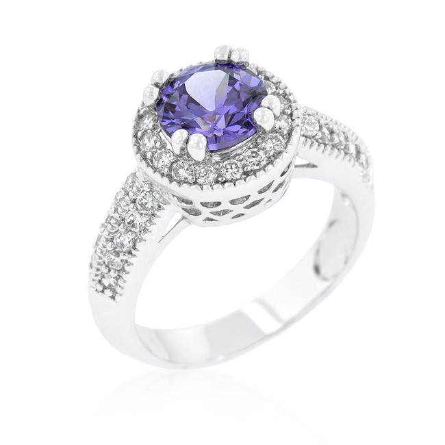 Dark Purple Halo Engagement Ring - Charming Charlie