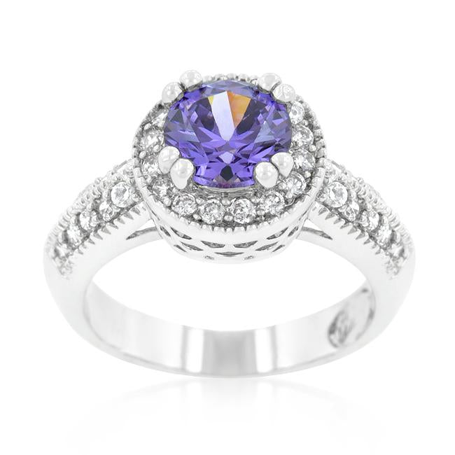 Dark Purple Halo Engagement Ring - Charming Charlie