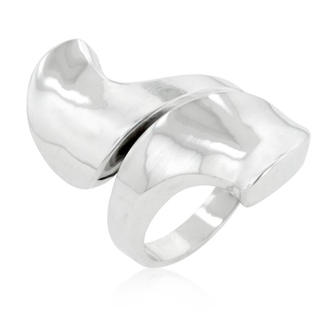Rhodium Plated Finish Abstract Statement Ring - Charming Charlie