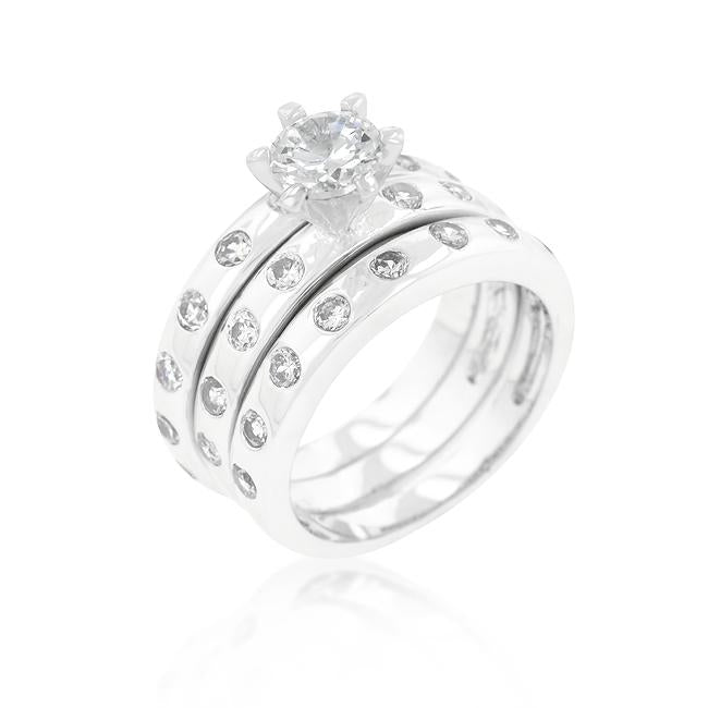 Bezel Set Engagement Ring Set - Charming Charlie