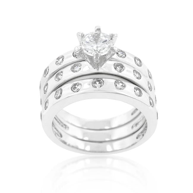 Bezel Set Engagement Ring Set - Charming Charlie