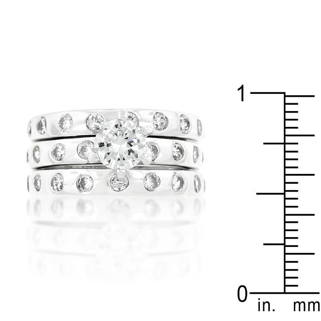 Bezel Set Engagement Ring Set - Charming Charlie