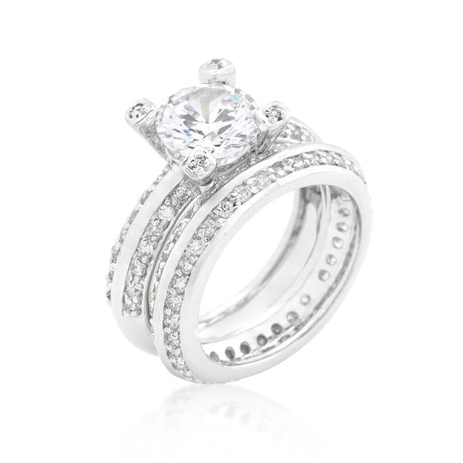 Cubic Zirconia Round Cut Pave Ring Set - Charming Charlie