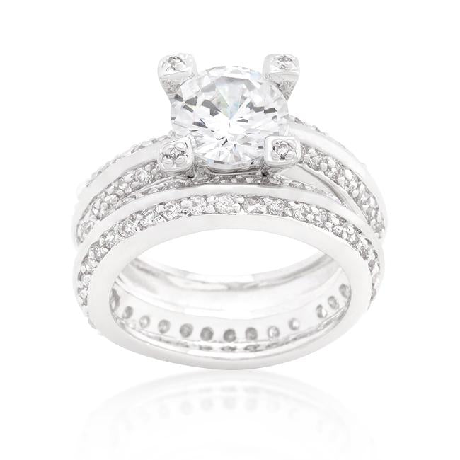 Cubic Zirconia Round Cut Pave Ring Set - Charming Charlie