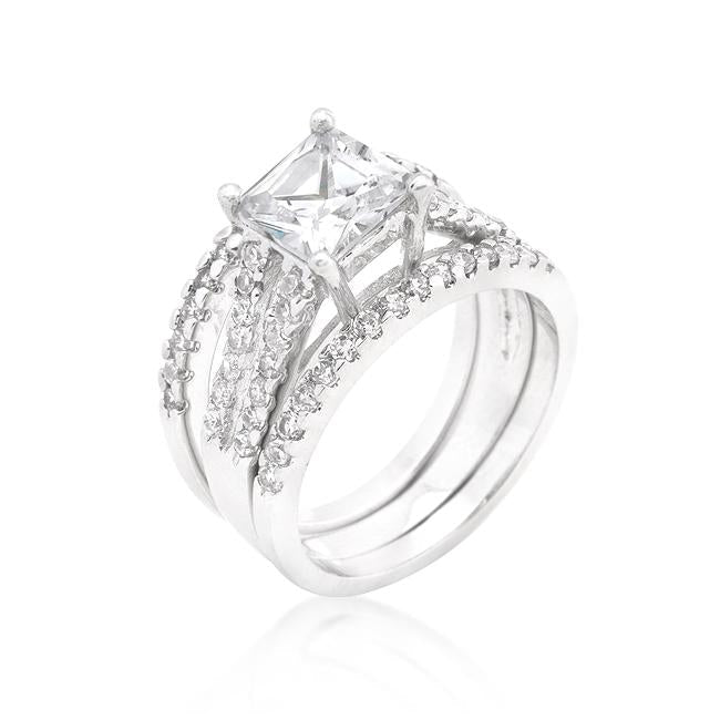 Princess Cut Cubic Zirconia Triple Bridal Set - Charming Charlie
