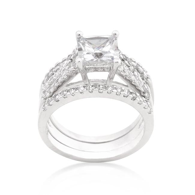 Princess Cut Cubic Zirconia Triple Bridal Set - Charming Charlie