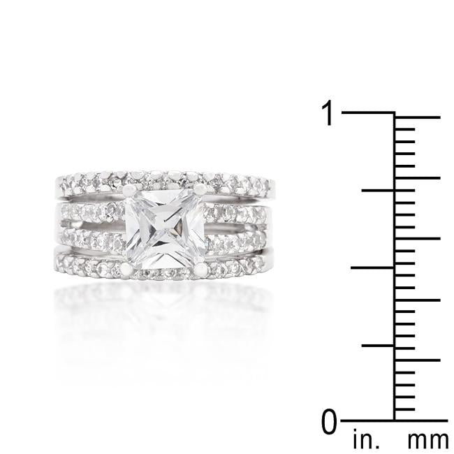 Princess Cut Cubic Zirconia Triple Bridal Set - Charming Charlie