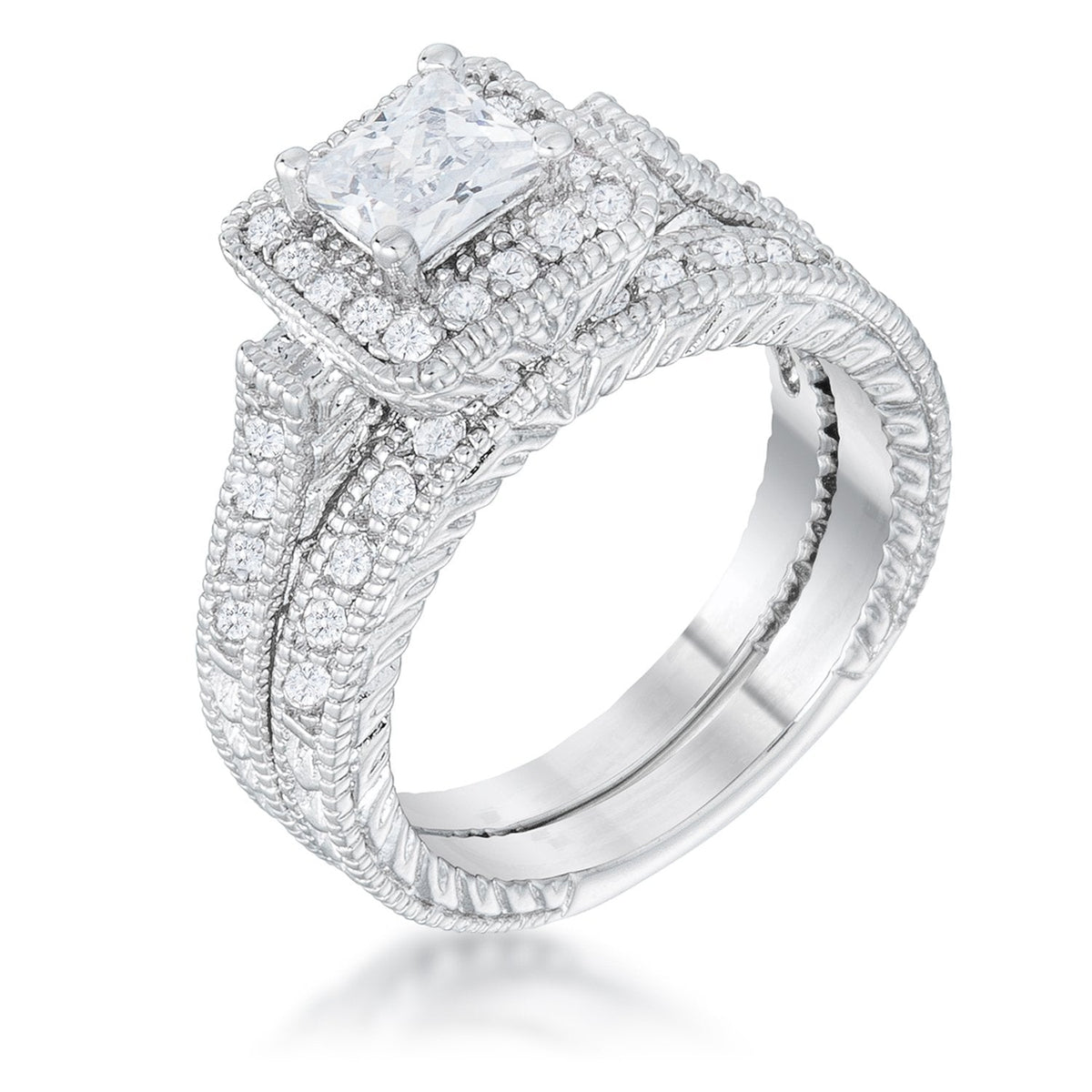 Art Deco Princess Cut Bridal Set - Charming Charlie
