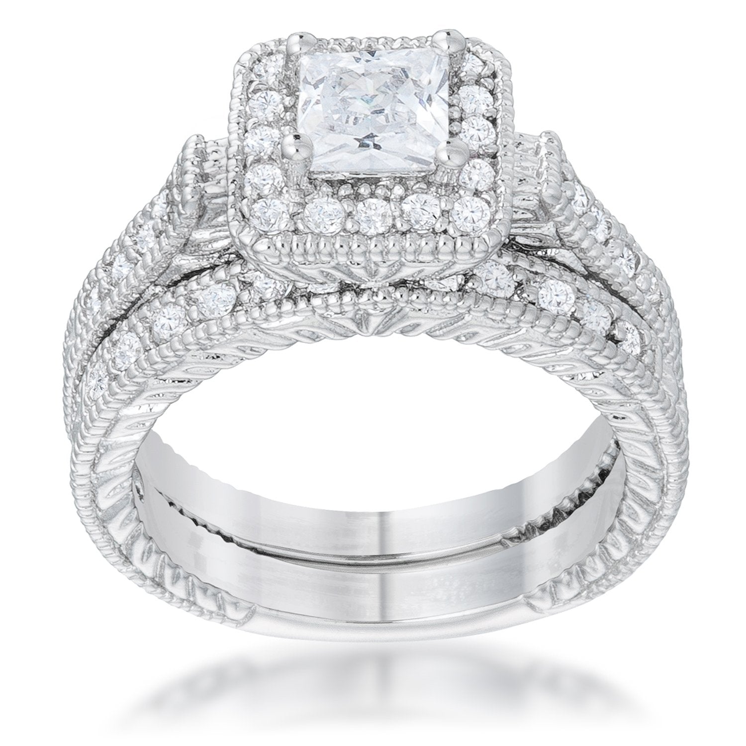 Art Deco Princess Cut Bridal Set - Charming Charlie