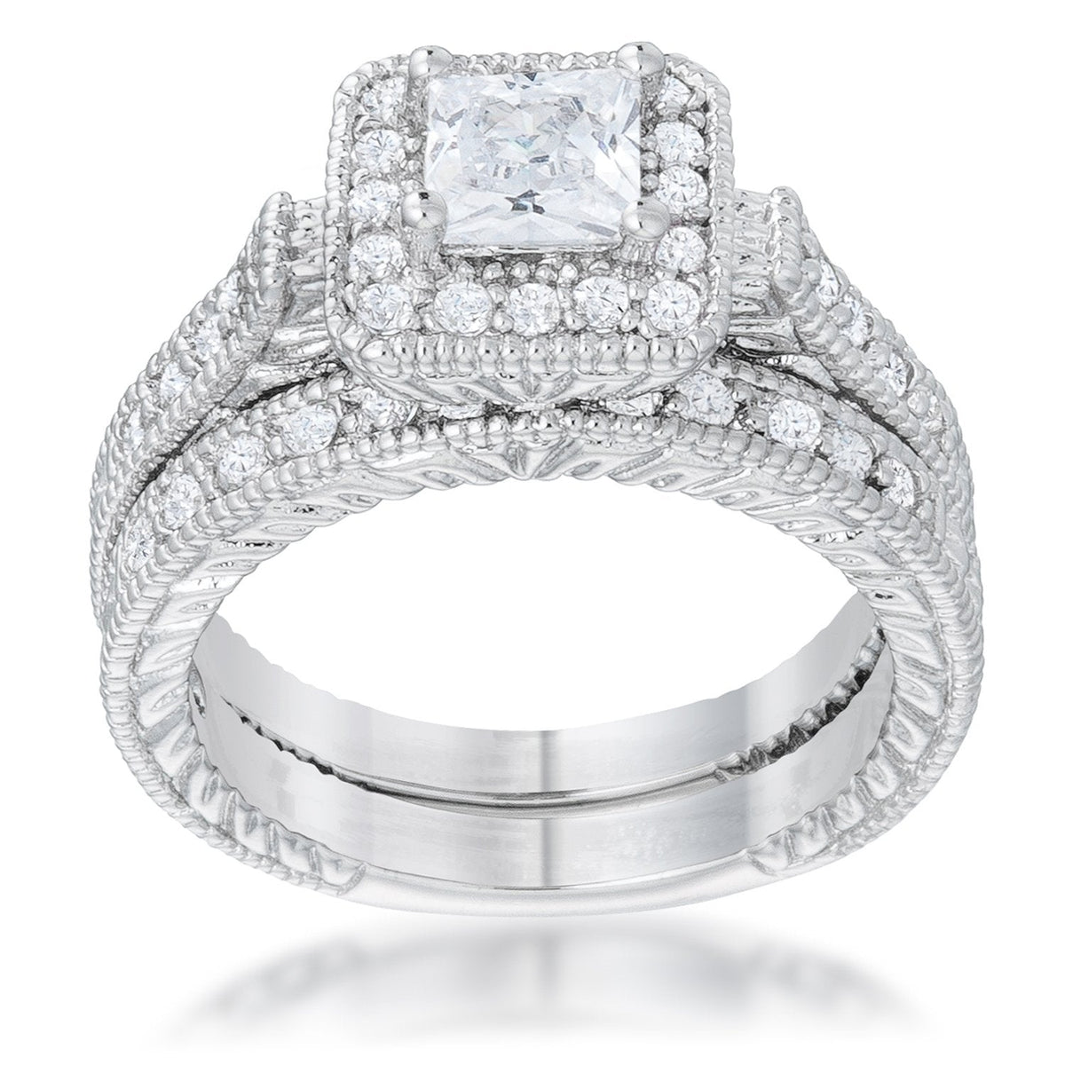 Art Deco Princess Cut Bridal Set - Charming Charlie
