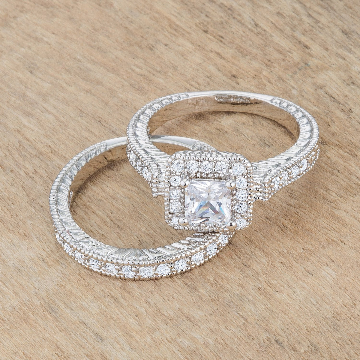Art Deco Princess Cut Bridal Set - Charming Charlie