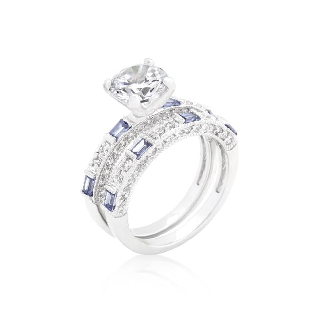 Clear and Tanzanite Cubic Zirconia Ring Set - Charming Charlie