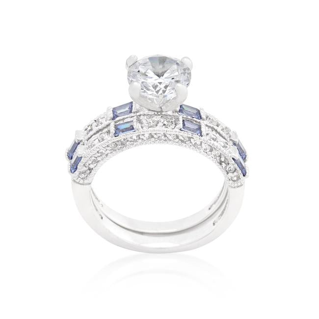 Clear and Tanzanite Cubic Zirconia Ring Set - Charming Charlie