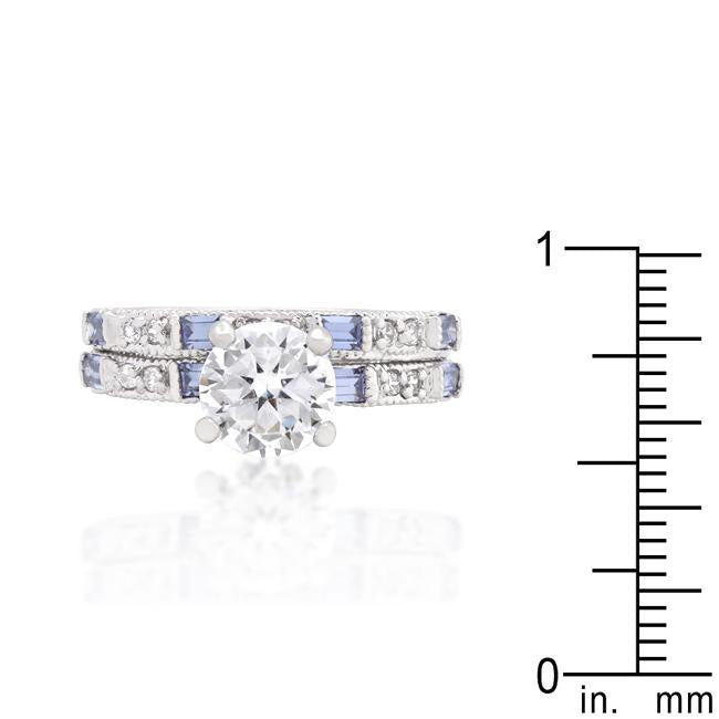 Clear and Tanzanite Cubic Zirconia Ring Set - Charming Charlie