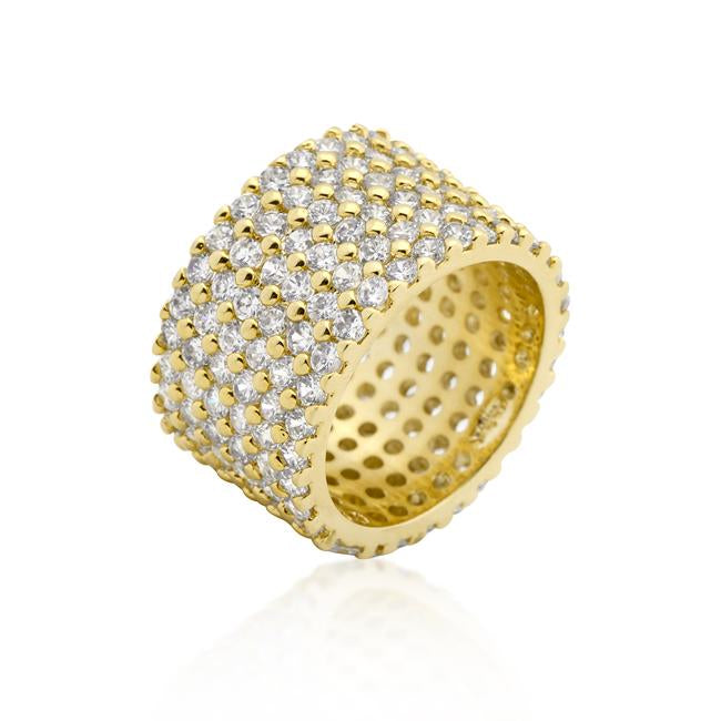 Goldtone Finishd Wide Pave Cubic Zirconia Ring - Charming Charlie