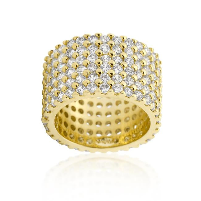 Goldtone Finishd Wide Pave Cubic Zirconia Ring - Charming Charlie