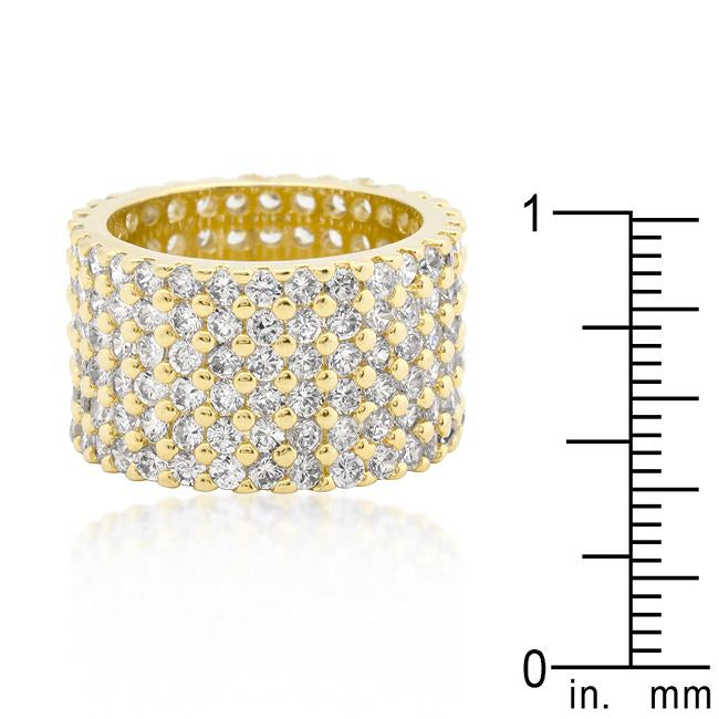 Goldtone Finishd Wide Pave Cubic Zirconia Ring - Charming Charlie