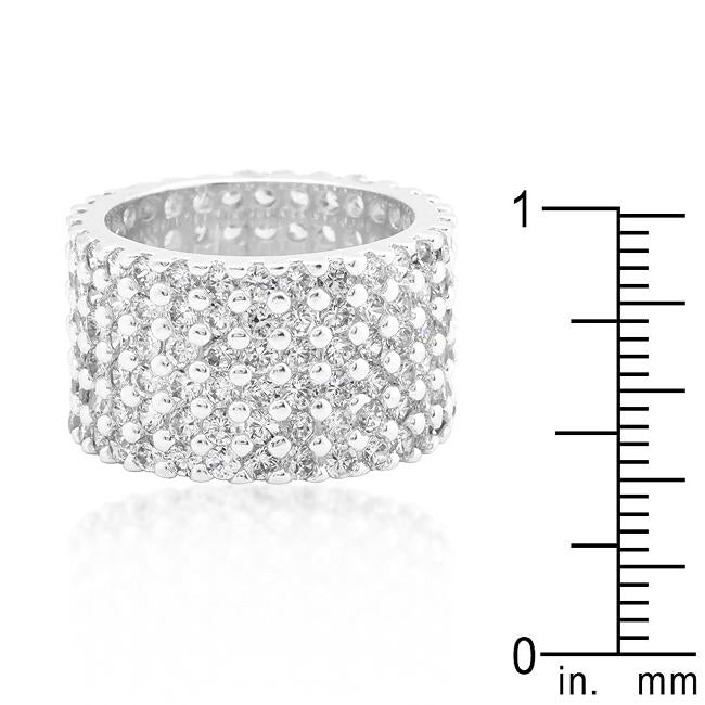 Rhodium Plated Finishd Wide Pave Cubic Zirconia Ring - Charming Charlie