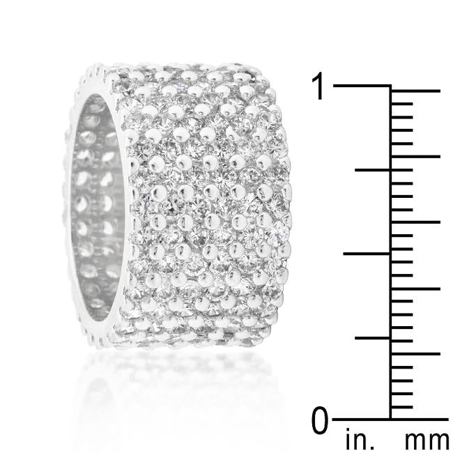 Rhodium Plated Finishd Wide Pave Cubic Zirconia Ring - Charming Charlie