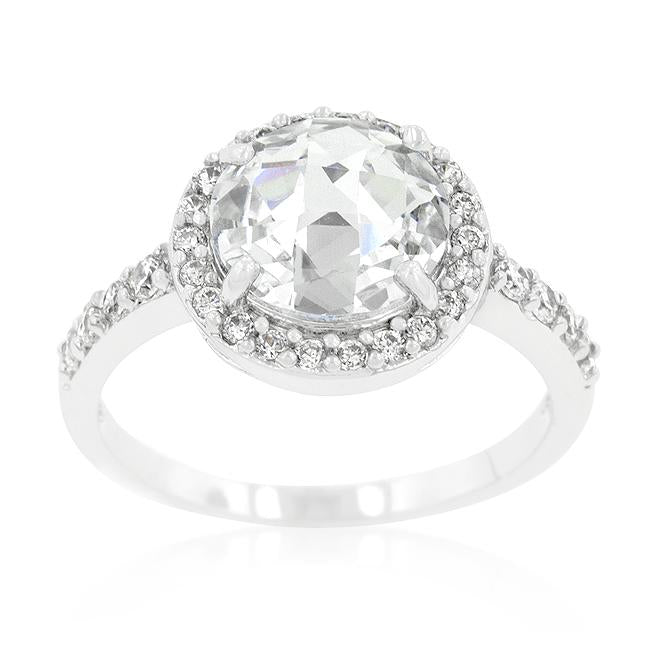 Halo Style Faceted Engagement Ring - Charming Charlie