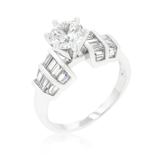 Tapered Baguette Cubic Zirconia Engagement Ring - Charming Charlie