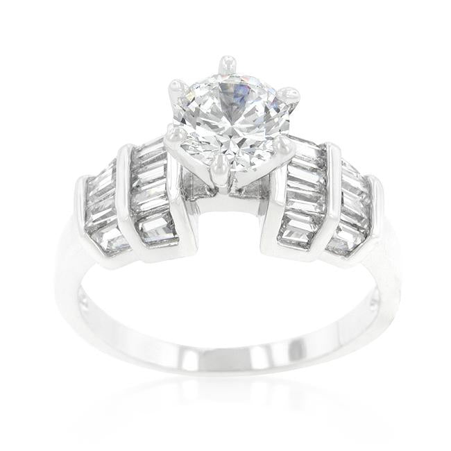 Tapered Baguette Cubic Zirconia Engagement Ring - Charming Charlie
