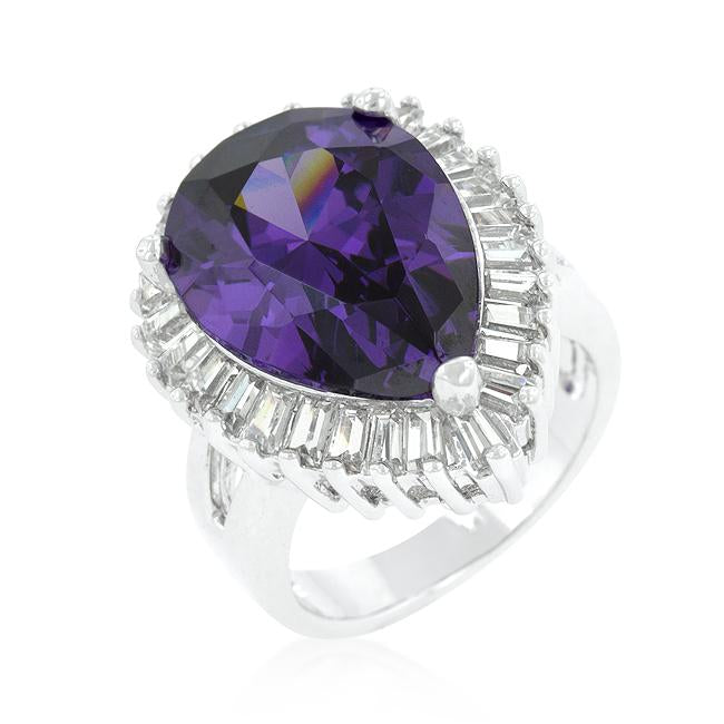 Cubic Zirconia Purple and Clear Cocktail Ring - Charming Charlie