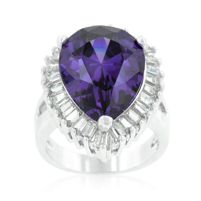 Cubic Zirconia Purple and Clear Cocktail Ring - Charming Charlie