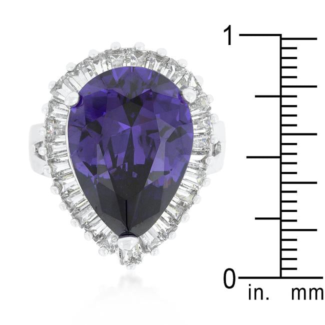 Cubic Zirconia Purple and Clear Cocktail Ring - Charming Charlie