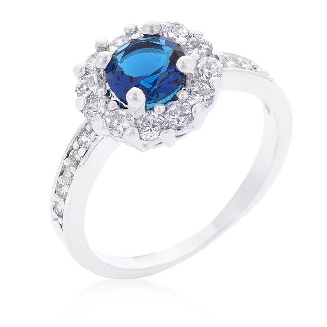 Sapphire Blue Halo Engagement Ring - Charming Charlie