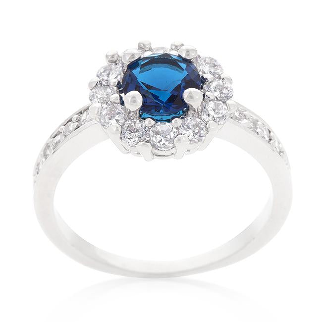 Sapphire Blue Halo Engagement Ring - Charming Charlie