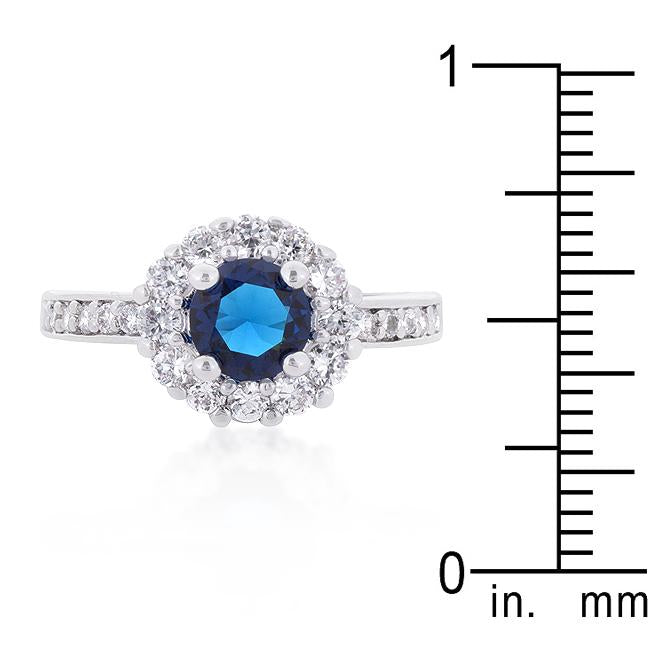 Sapphire Blue Halo Engagement Ring - Charming Charlie