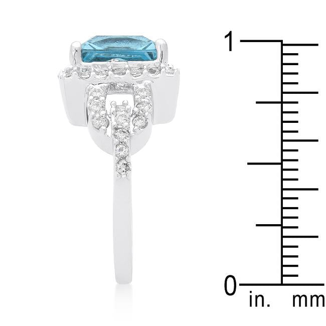 Halo Style Princess Cut Aqua Blue Cocktail Ring - Charming Charlie