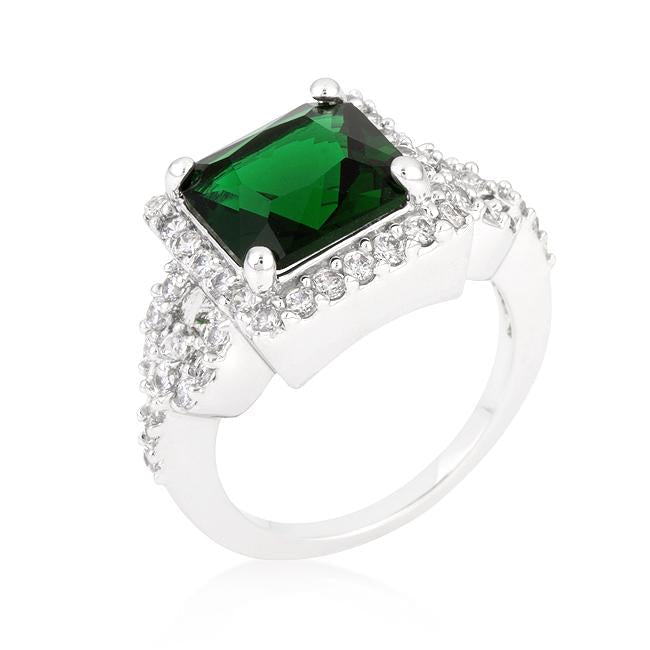 Halo Style Princess Cut Emerald Green Cocktail Ring - Charming Charlie
