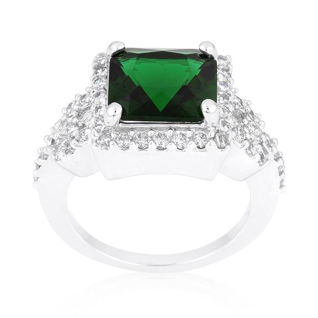 Halo Style Princess Cut Emerald Green Cocktail Ring - Charming Charlie