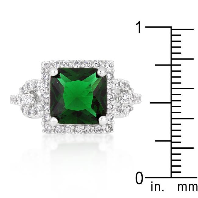 Halo Style Princess Cut Emerald Green Cocktail Ring - Charming Charlie