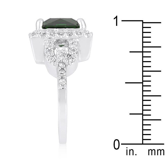 Halo Style Princess Cut Emerald Green Cocktail Ring - Charming Charlie