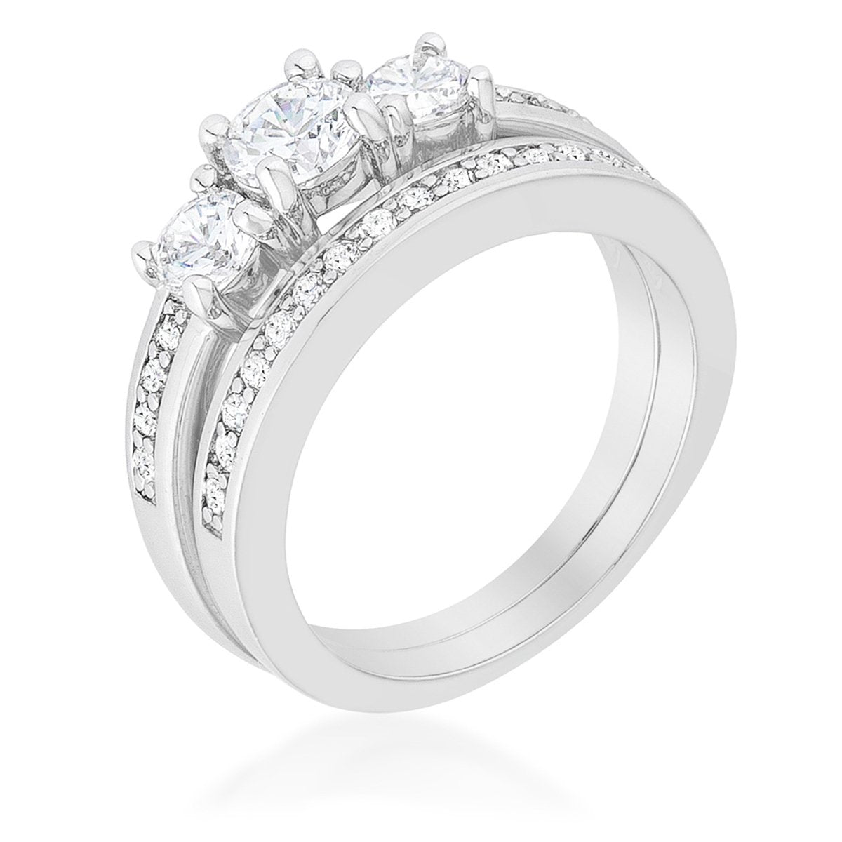 Three Stone Wedding Ring Set - Charming Charlie