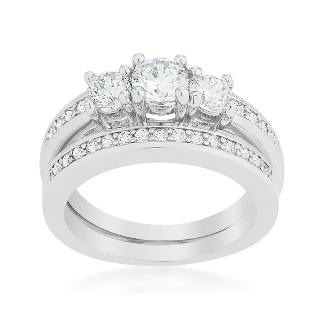 Three Stone Wedding Ring Set - Charming Charlie