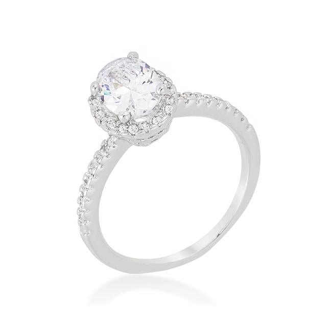 Oval-Cut Floating Halo Cubic Zirconia Engagement Ring - Charming Charlie