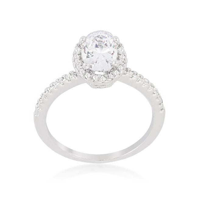Oval-Cut Floating Halo Cubic Zirconia Engagement Ring - Charming Charlie