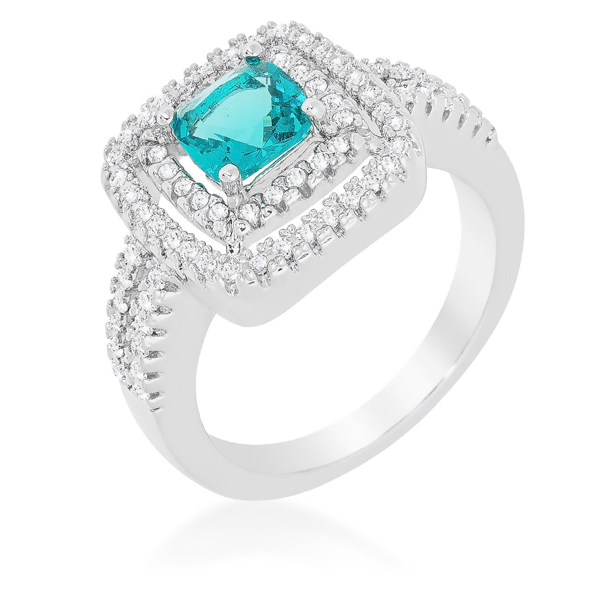 Micro-Pave Aqua Vintage Ring - Charming Charlie