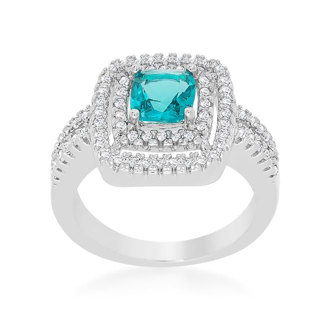 Micro-Pave Aqua Vintage Ring - Charming Charlie
