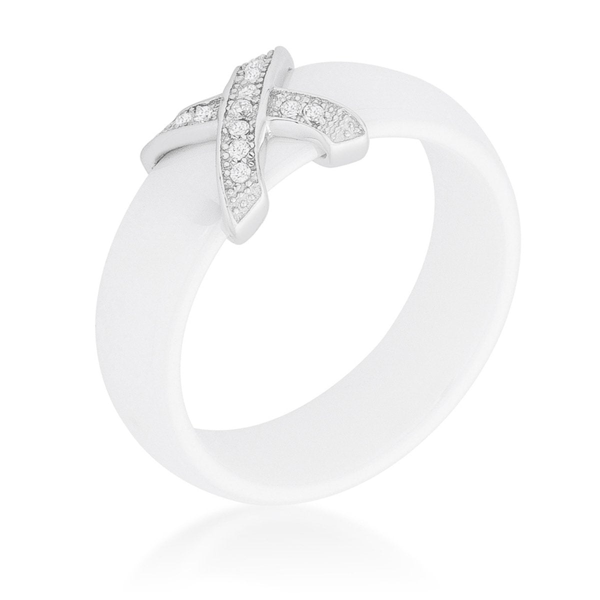 Modern Classic X Ring - White - Charming Charlie