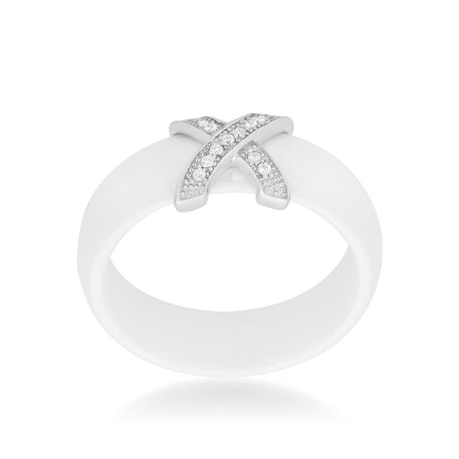 Modern Classic X Ring - White - Charming Charlie