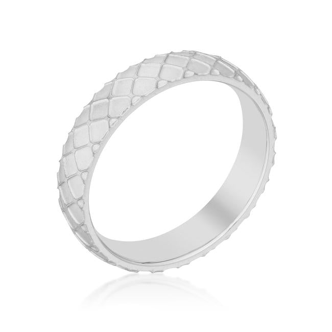 Textured Stainless Steel Band Ring - Charming Charlie