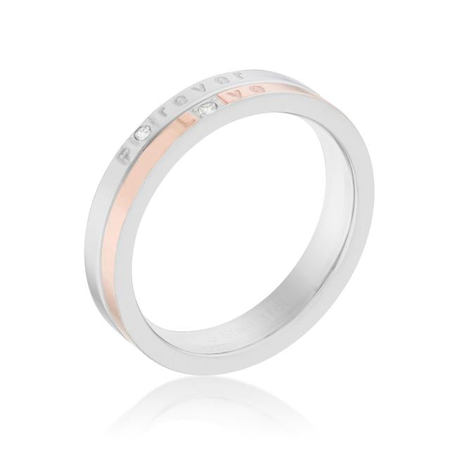 Two Tone Inspiration Band Ring With Cubic Zirconia - Charming Charlie