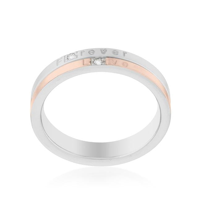 Two Tone Inspiration Band Ring With Cubic Zirconia - Charming Charlie
